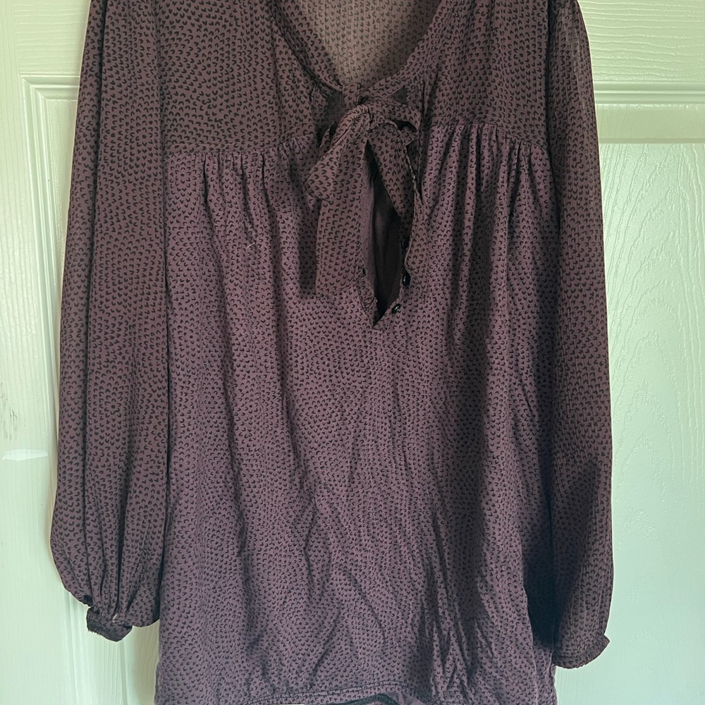 LOFT Deep‎ Purple Blouse with Bow Detail
